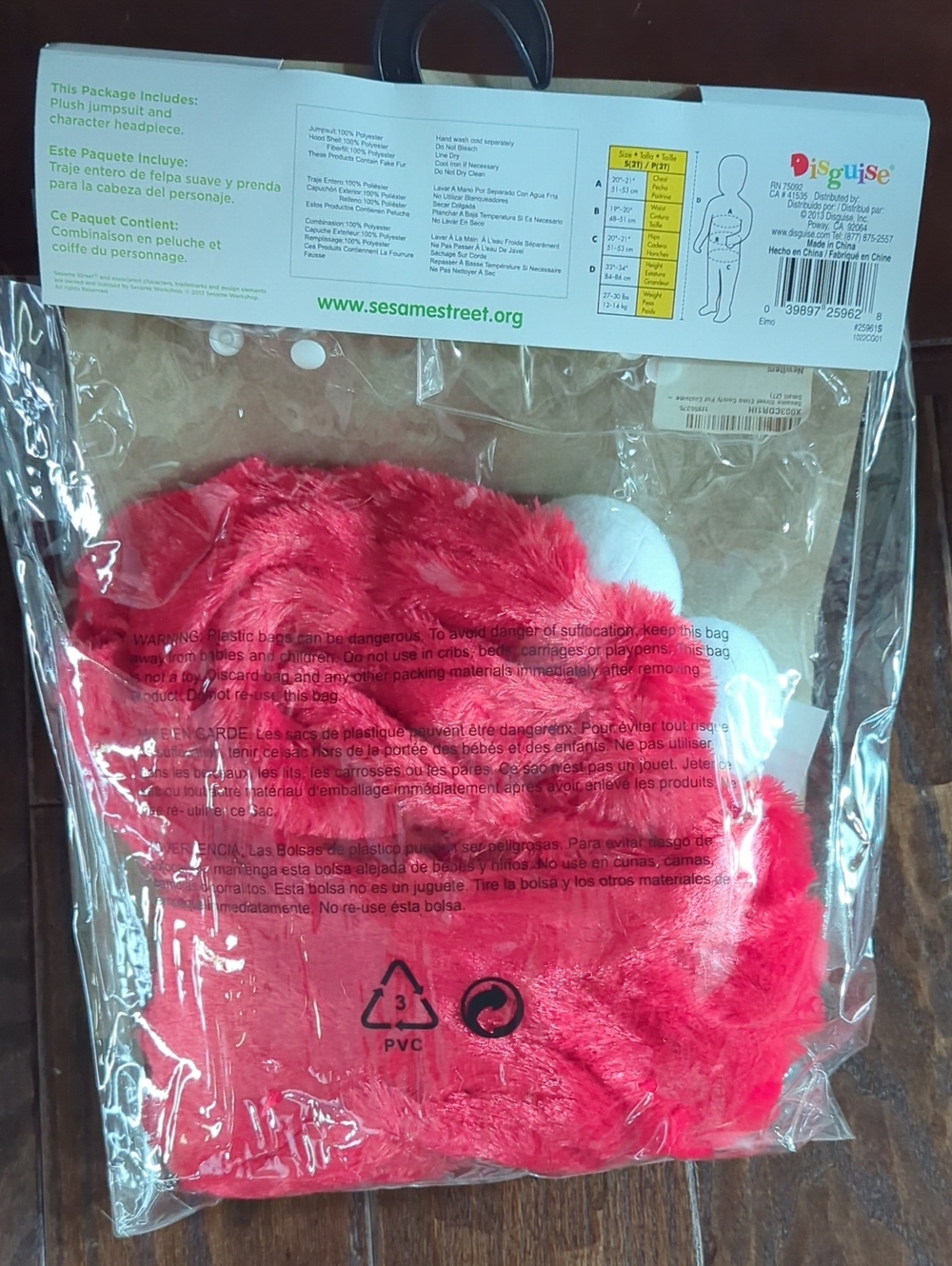 Sesame Street Elmo Costume 2T (18m) - Picture 2 of 8